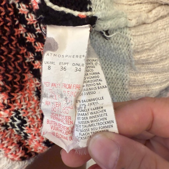 Atmosphere Cardigan Open Front Duster Geometric Aztec Print Sweater‎ Knit - Picture 4 of 8